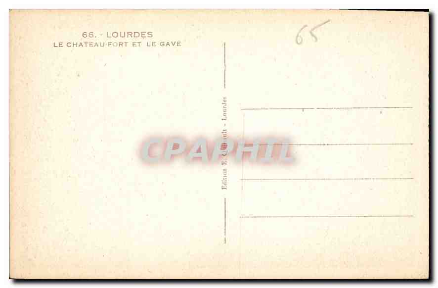 CPA Lourdes le Chateau Fort et le Gave  — Verso