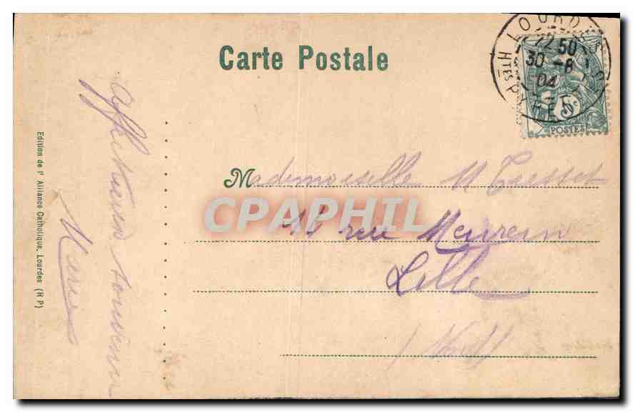CPA La Grotte et la Basilique de N D de Lourdes  — Verso