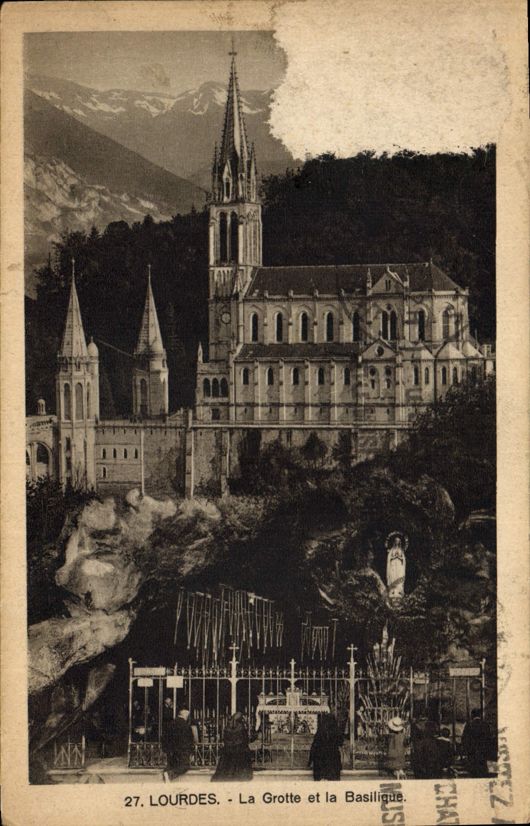 CPA Lourdes la Grotte et la Basilique 