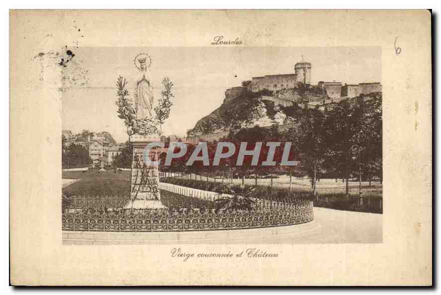 CPA Lourdes Vierge couronnee et Chateau 