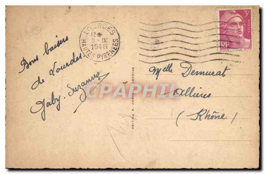 CPA Souvenir de St Bernadette Soubirous  — Verso