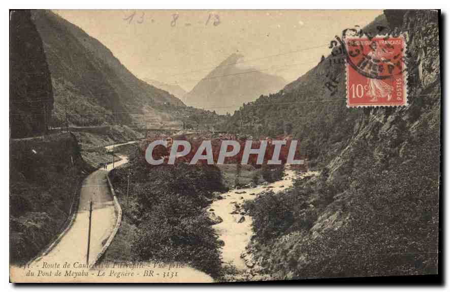 CPA Route de Cauterets vue prise du Pont de Meyaba le Pegnere 