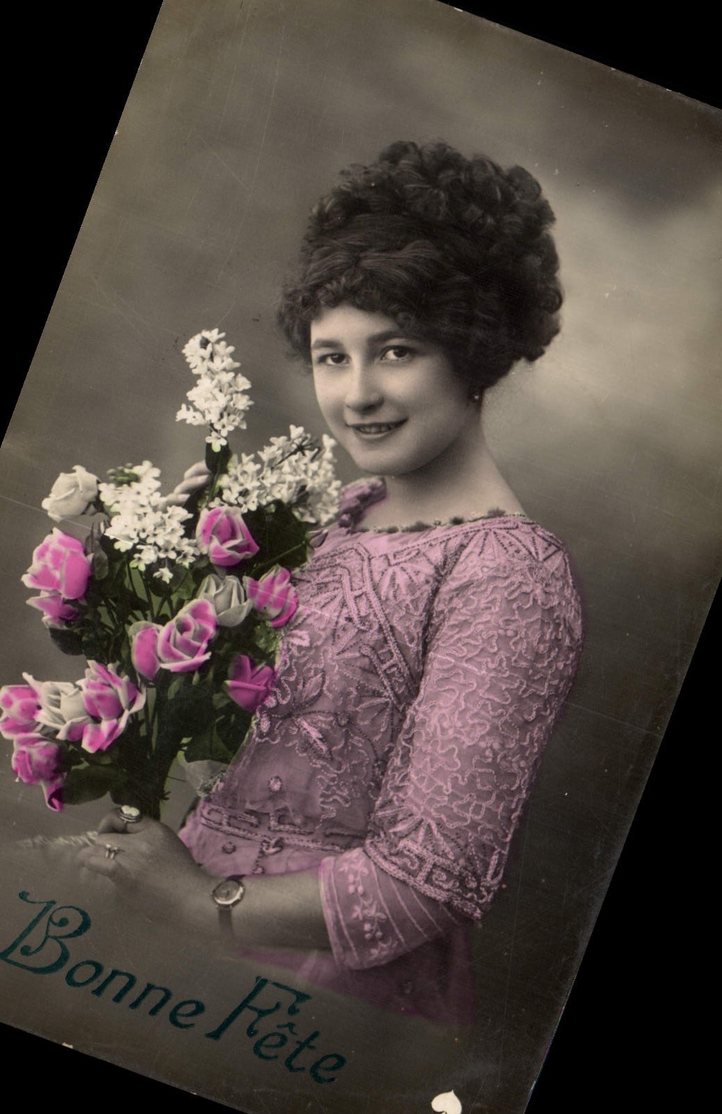 CPA Bonne Fete Femme Fleurs
