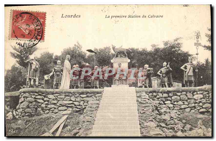 CPA Lourdes la Premiere Station du Calvaire 