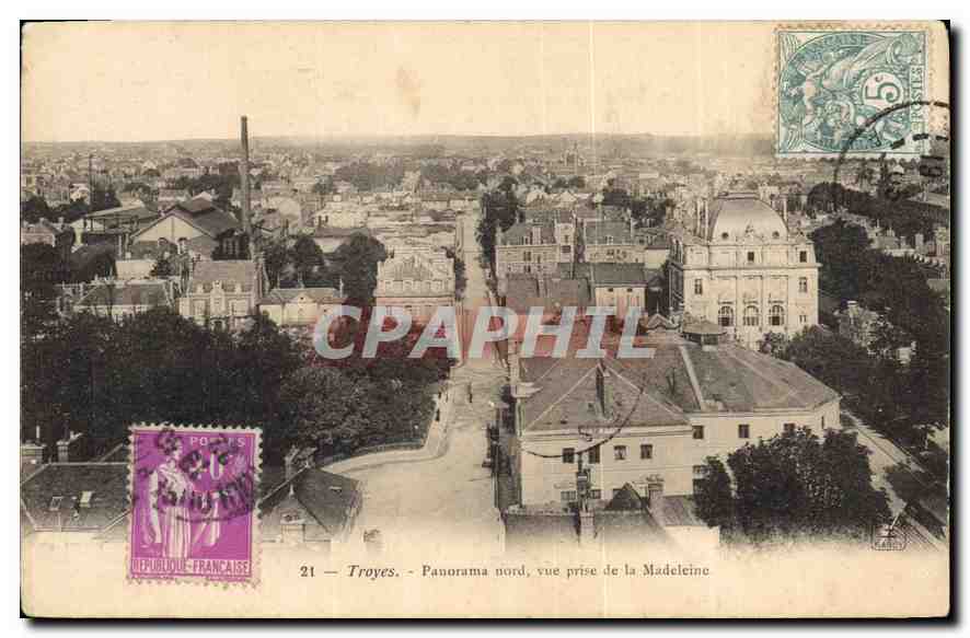 Troyes — Panorama nord, vue prise de la Madeleine — CPAPHIL