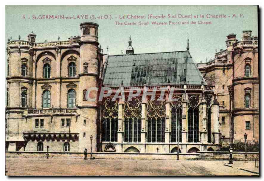 CPA St Germain en Laye S et O Le Chateau Facade Sud Ouest et la Chapelle A P 