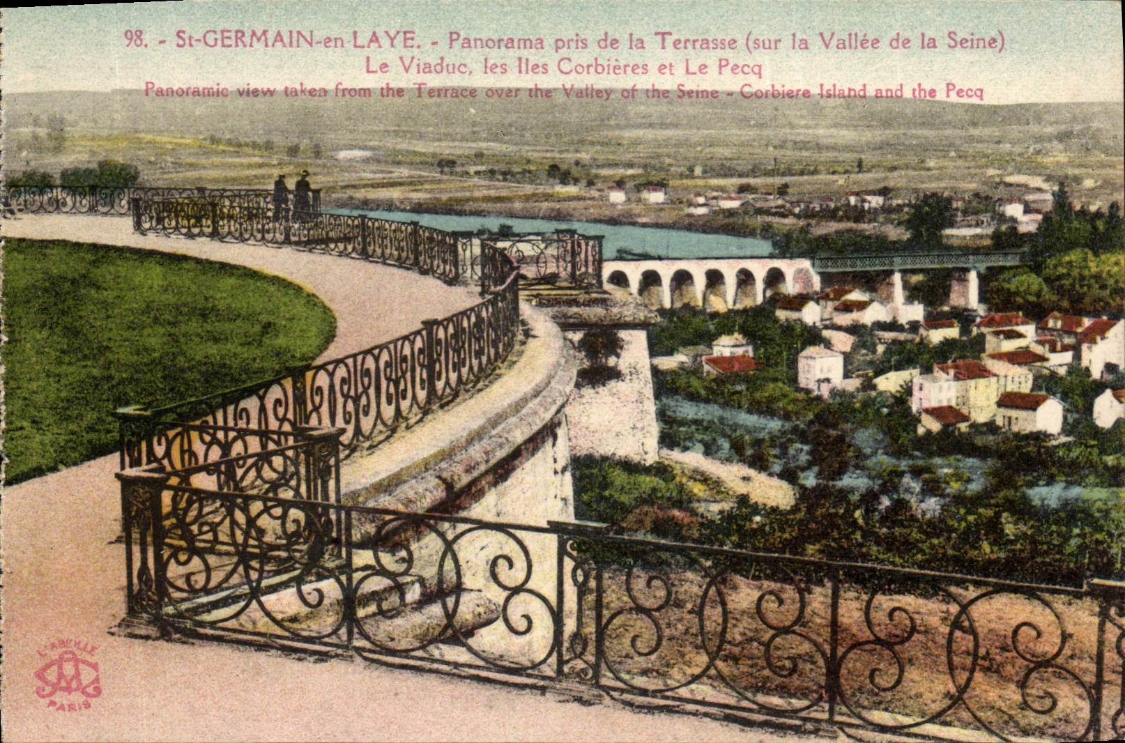 CPA St Germain en Laye Panorama pris de la Terrasse sur la Vallee de la Seine Le Viaduc 