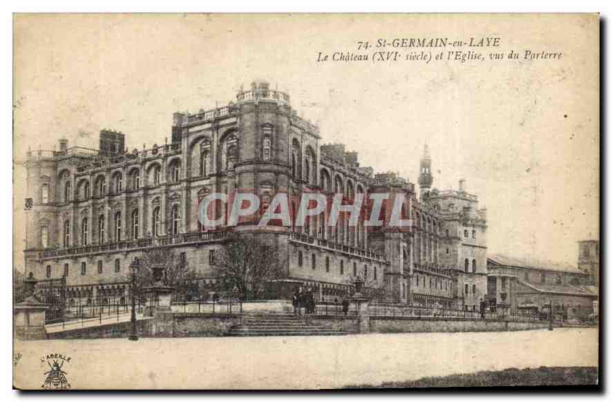 Si-Germain-en-Laye — Le Château (XVIe siècle) et l'Église, vus du Parterre — L'ARENIE, n°74