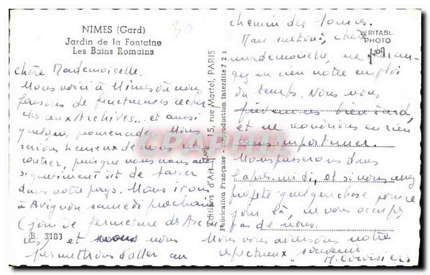 CPA Nimes Gard Jardin de la Fontaine Les Bains Romains  — Rückseite