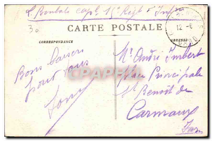 Nîmes - Jardin de la Fontaine (Motif central) — éditeur non identifié, n° de série 12 — Verso
