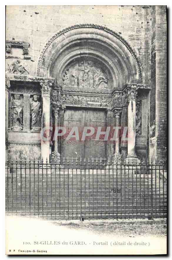 St-Gilles du Gard - Portail (détail de droite) — éditeur S.F. Chalon-Saône, n° 110