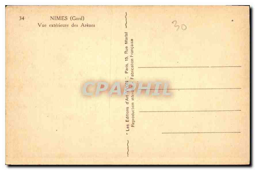 CPA Nimes Gard Vue exteriure des Arenes  — Back