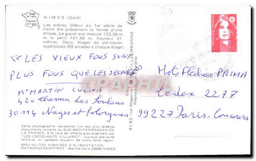CPA Nimes Gard Les arenes  — Rückseite