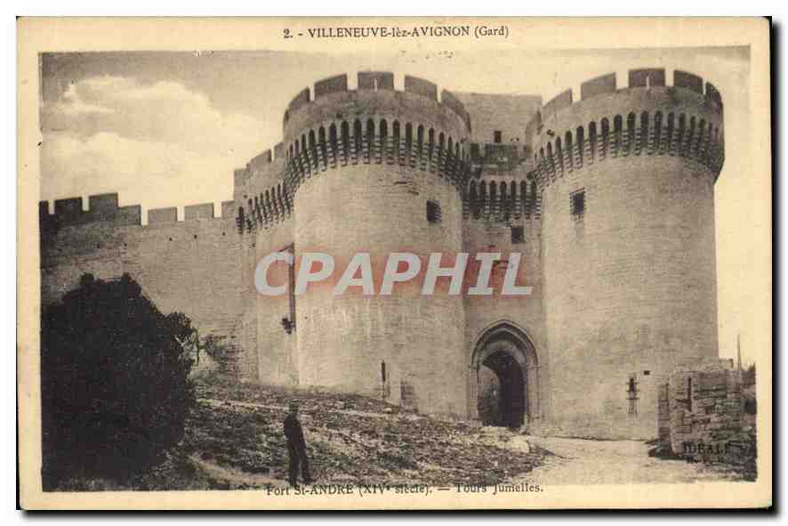 CPA Villeneuve lez Avignon Gard  Fort St Andre Tours jumelles