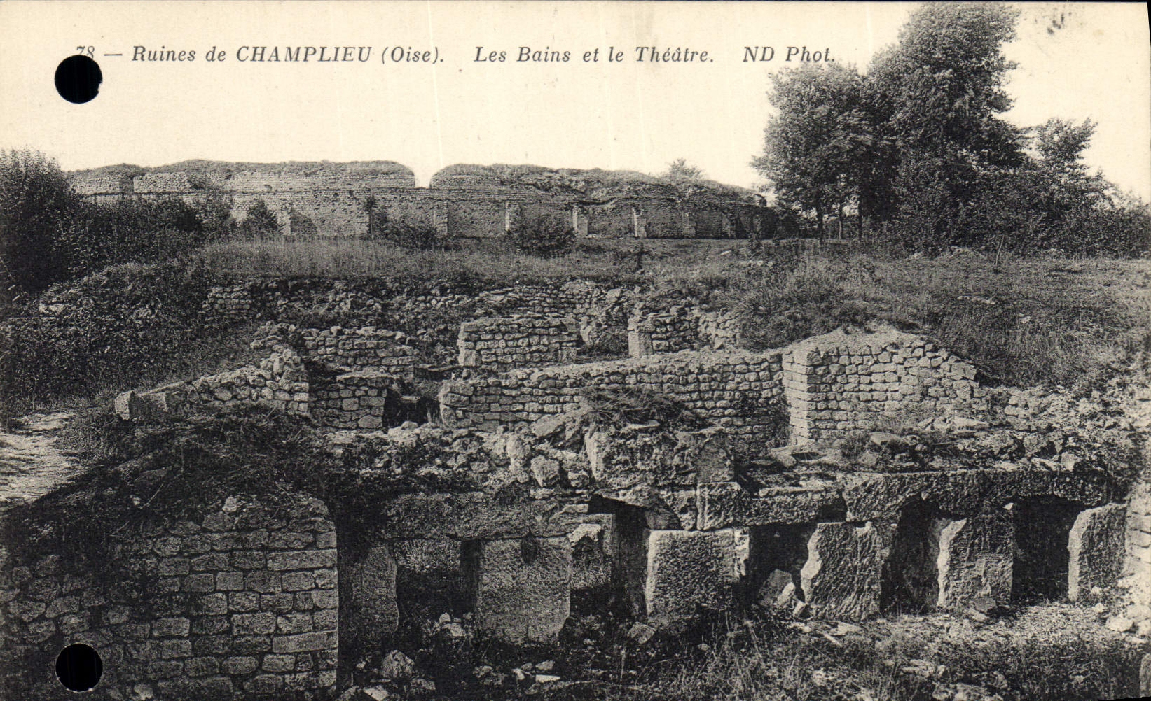 CPA Ruines de Champlieu Oise Les Bains et le Theatre 