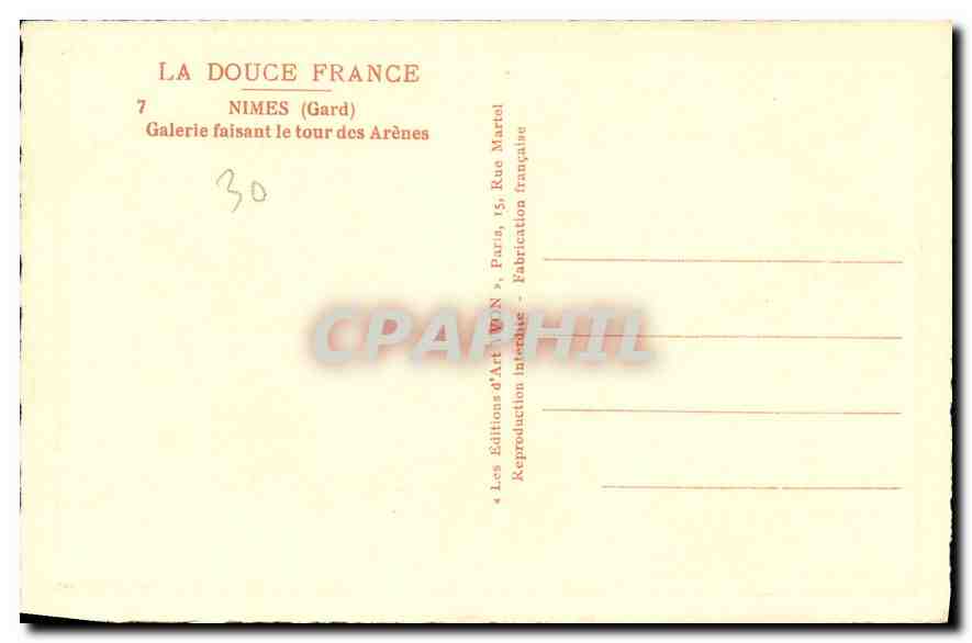 Galerie faisant le tour des Arènes — Nîmes (Gard) — Les Éditions d'Art Martel — Reverso