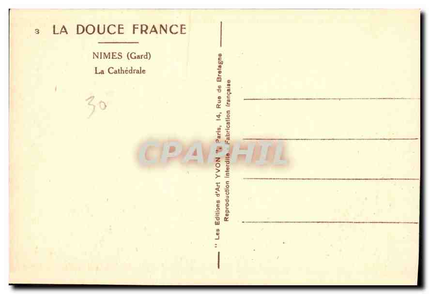 Nîmes (Gard) — La Cathédrale — Éditions d'Art Yvon, Paris — Reverso
