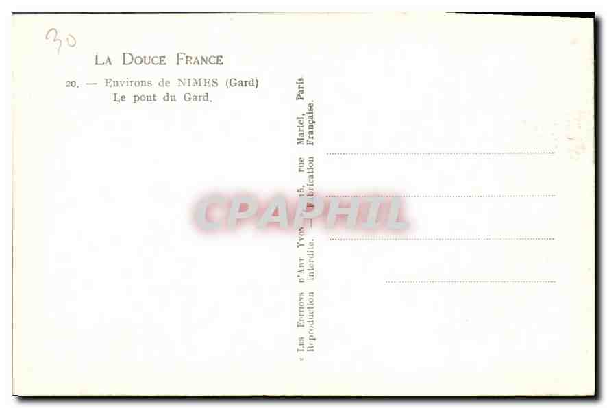 Pont du Gard — Environs de NIMES (Gard) — Yvon, Paris — Verso