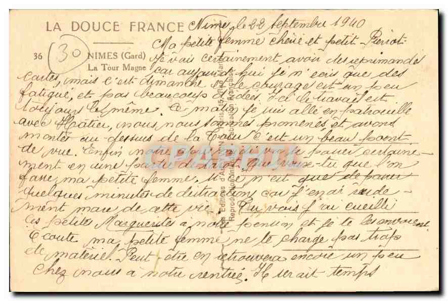 La Tour Magne — Nîmes (Gard) — éditeur La Douce France, n°36 — Verso