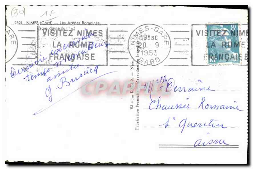 CPA Nimes Gard Les Arenes Romaines  — Rückseite