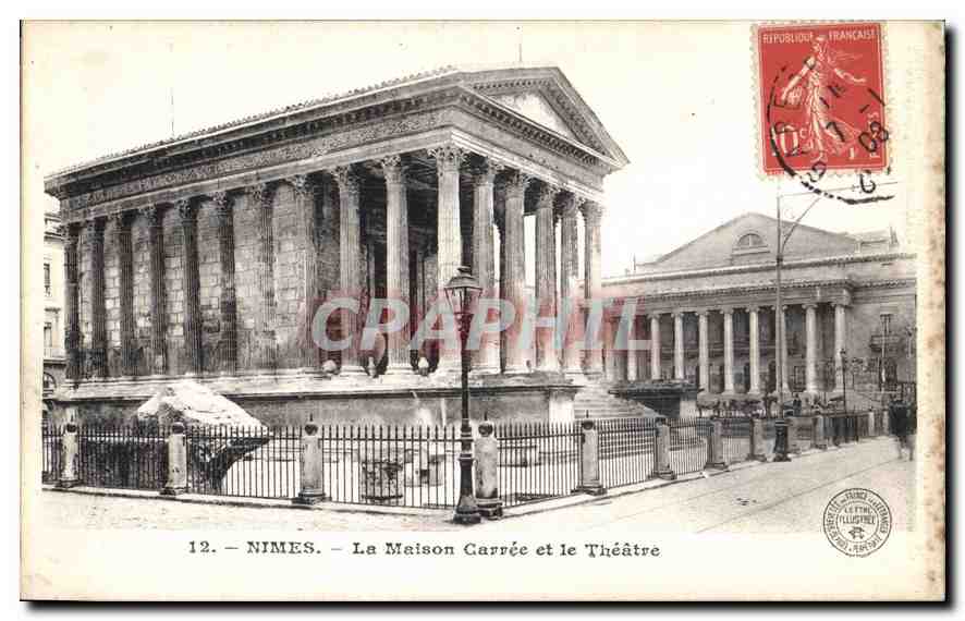 Nîmes — Jardins de la Fontaine — Les Bains Romains — éditeur CPAPHIL, n° 11 — Reverso