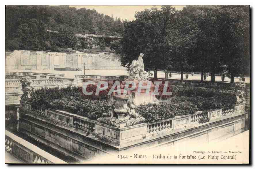 Nîmes - Jardin de la Fontaine (Le Motif Central) — Phototypie L. Lacour — Marseille, n° 2344