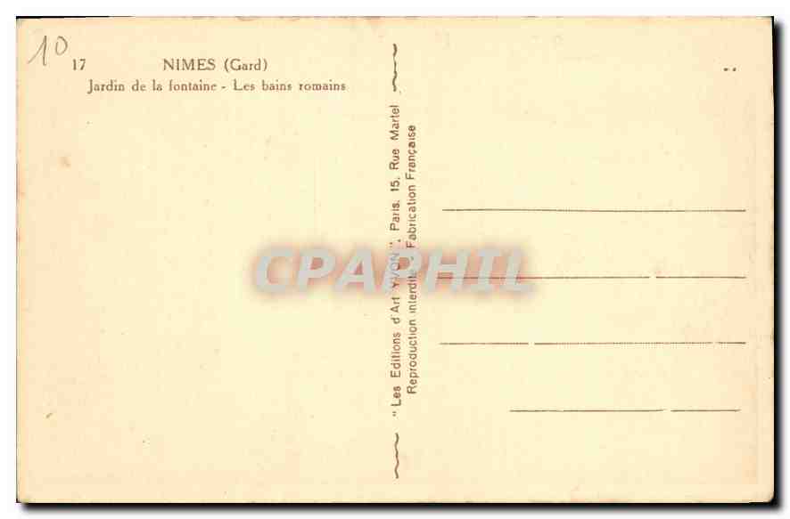 CPA Nimes Gard Jardin de la fontaine les bains romains  — Rückseite
