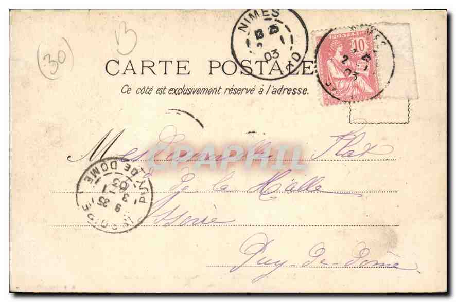 CPA Nimes Jardin de la Fontaine la Grotte  — Rückseite