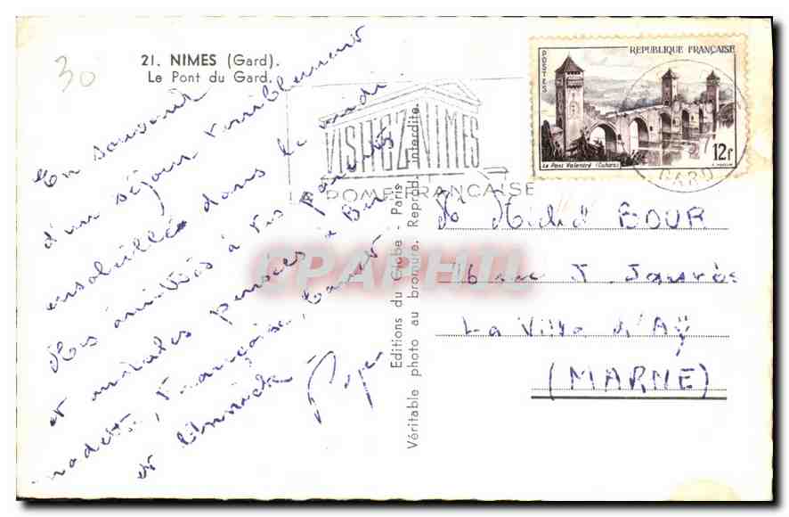 CPA Nimes Gard Le Pont du Gard  — Rückseite