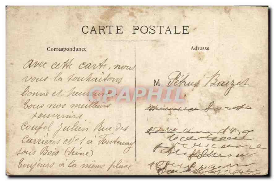 CARTE PHOTO Femme Fontenay sous Bois — Rückseite