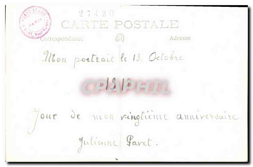 CARTE PHOTO Femme — Back