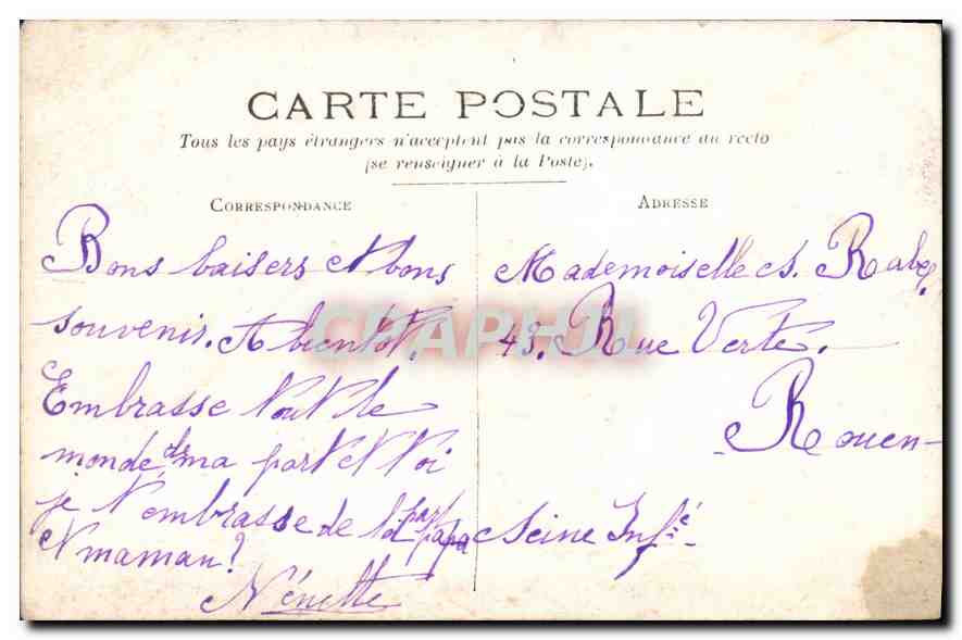 CARTE PHOTO Femmes Enfants — Verso