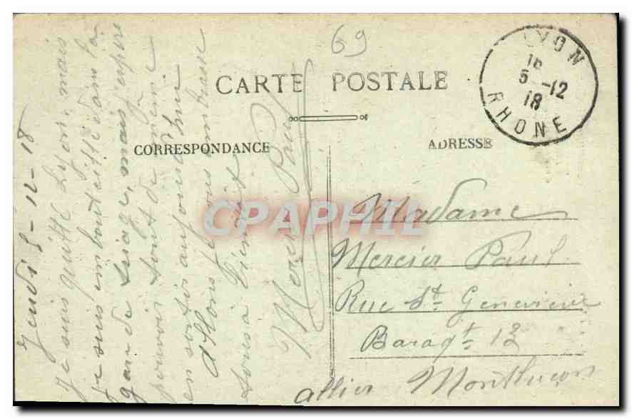 CPA Lyon Monument Carnot  — Verso