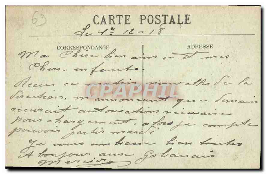 CPA Lyon Place Carnot monument de la Republique et Coteau de Fourviere  — Rückseite