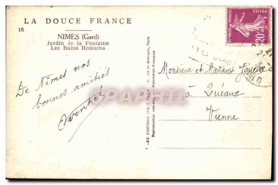 Les Bains Romains — Nîmes (Gard) — Yvon — Verso