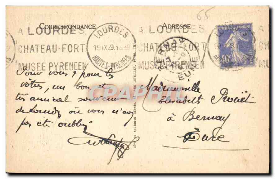 CPA Lourdes La Vierge Couronnee Modele appartenant a la Statue Religieuse  — Verso