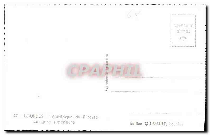CPA Lourdes Teleferique du Pibeste La gare superieure  — Verso