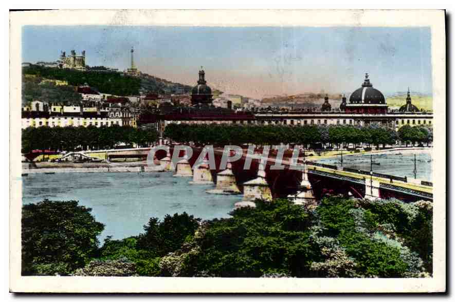 CPA Lyon Pont de la Guillotiere Hotel Dieu Colline de Fourviere 