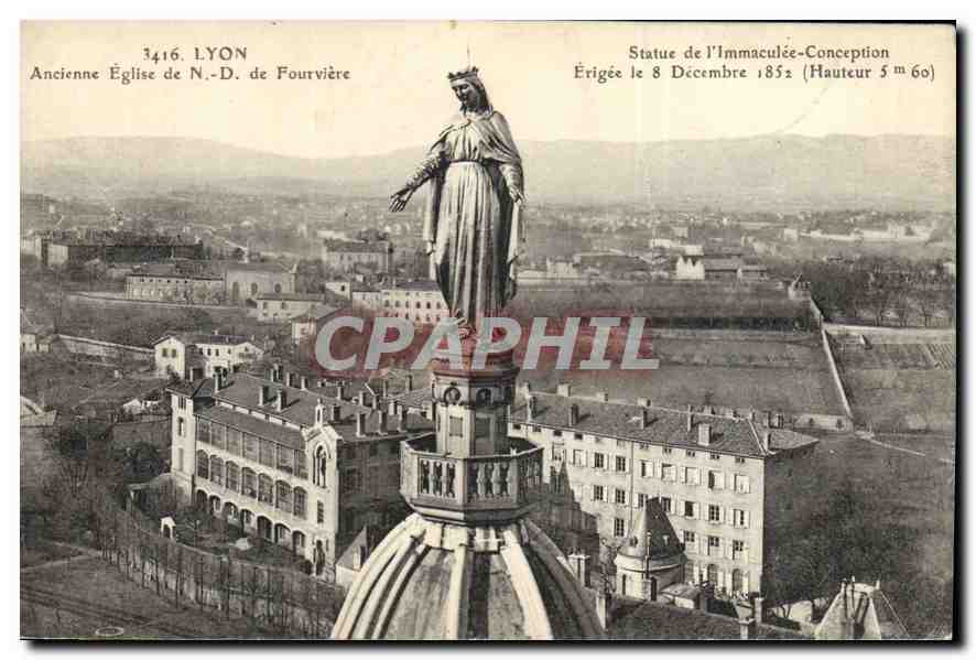 CPA Lyon Ancienne Eglise de N D de Fourviere Statue de l'Immaculee Conception 