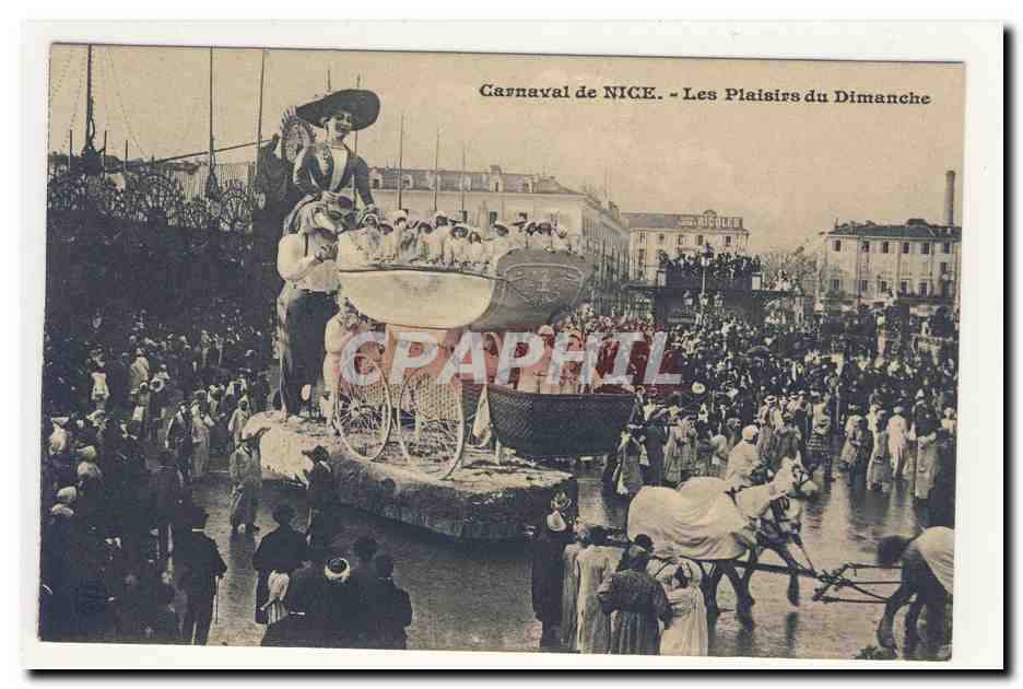 Carnaval de NICE les Plaisirs du Dimanche carosse geant attelage pittoresque carnaval festival animation TOP CPA