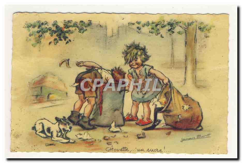 Germaine BOUReT chouette un sucre ! Illustration CPA