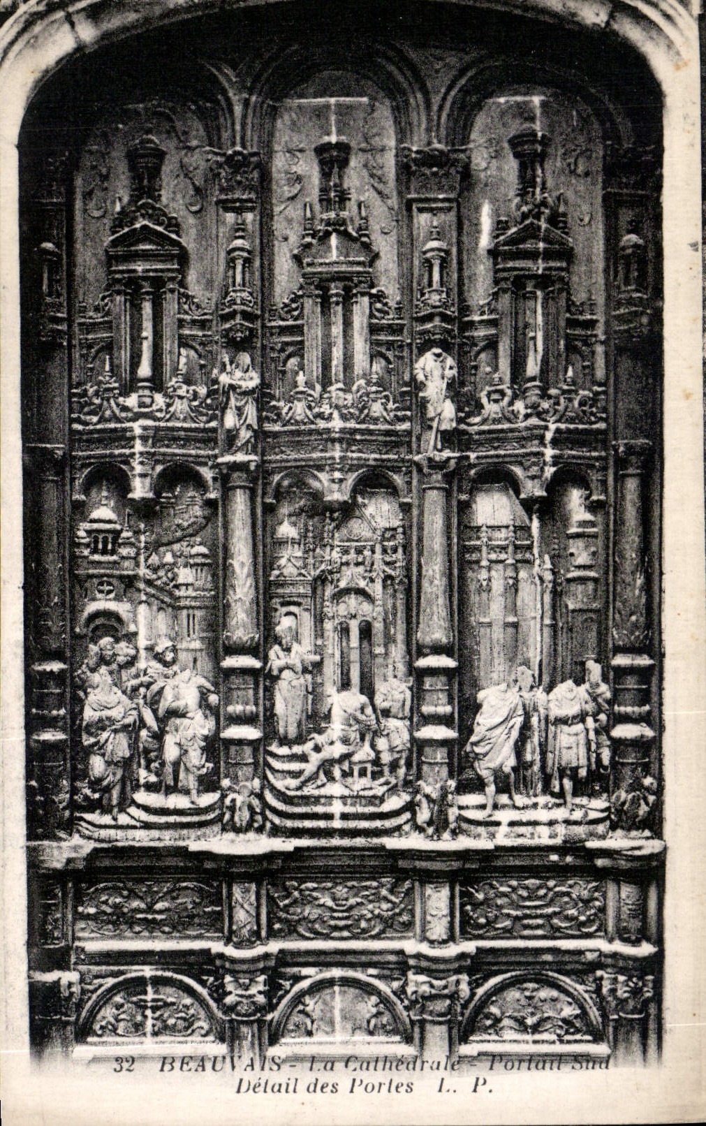 CPA Beauvais La Cathedrale Portrait Sud Detail des Portes 