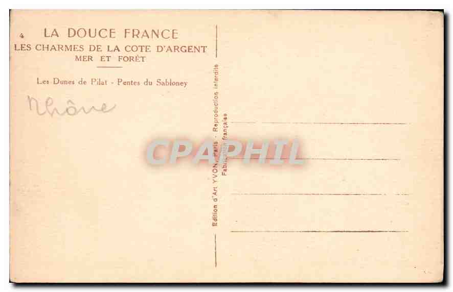 CPA Les Charmes de la Cote d'Argent Mer et Foret  — Rückseite