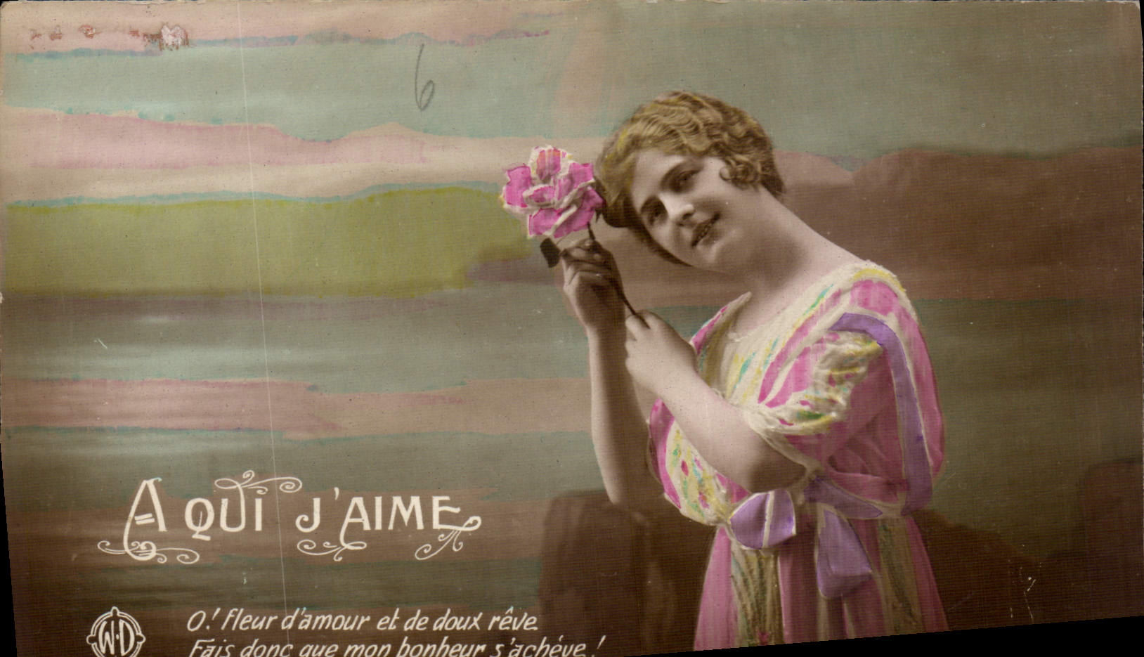 CPA A qui j'aime O fleur d'amour et de doux reve Femme