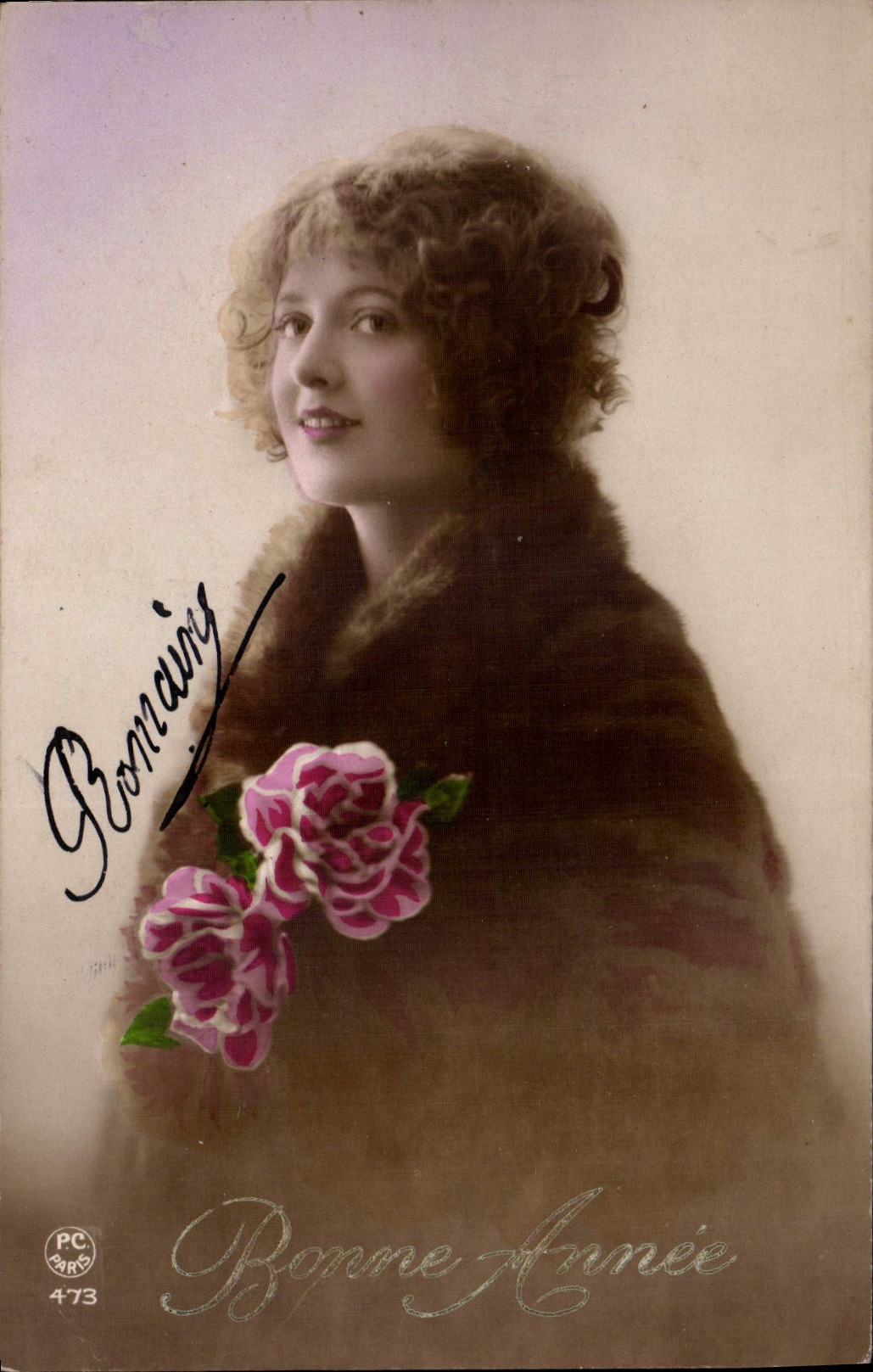 CPA Bonne Annee Femme