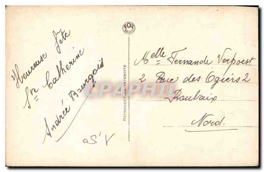 CPA Femme — Verso