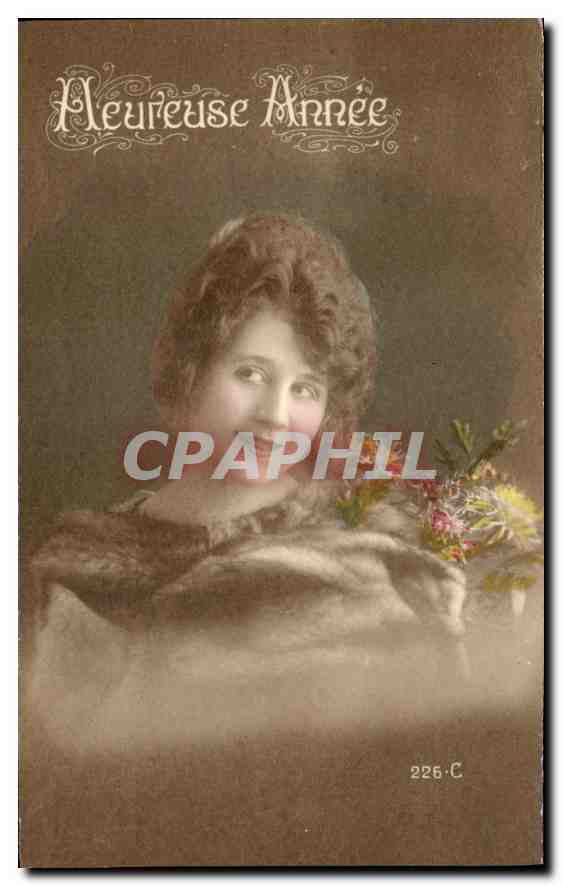 CPA Heureuse Annee Femme