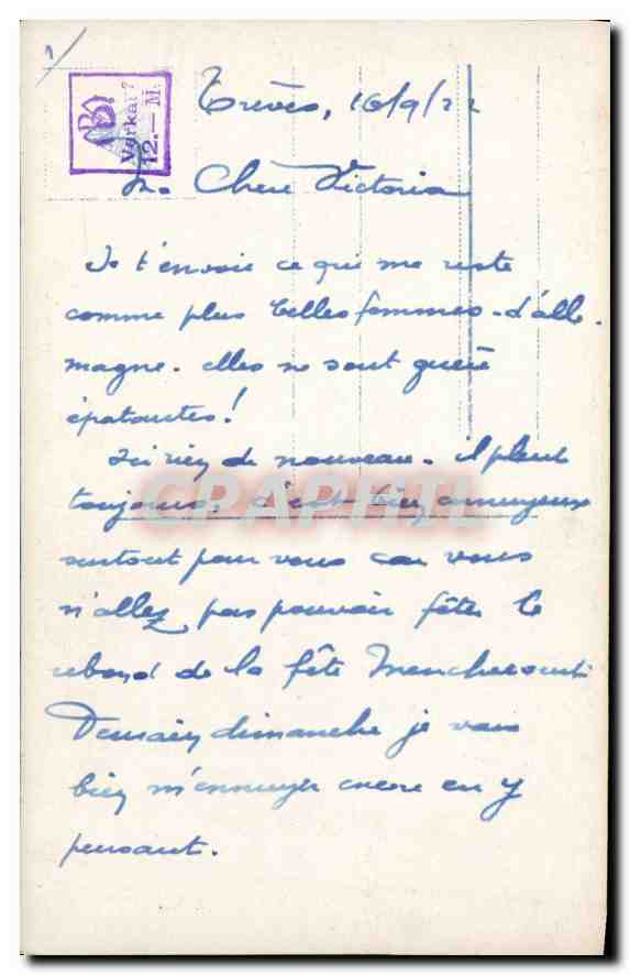 CPA Femme — Verso