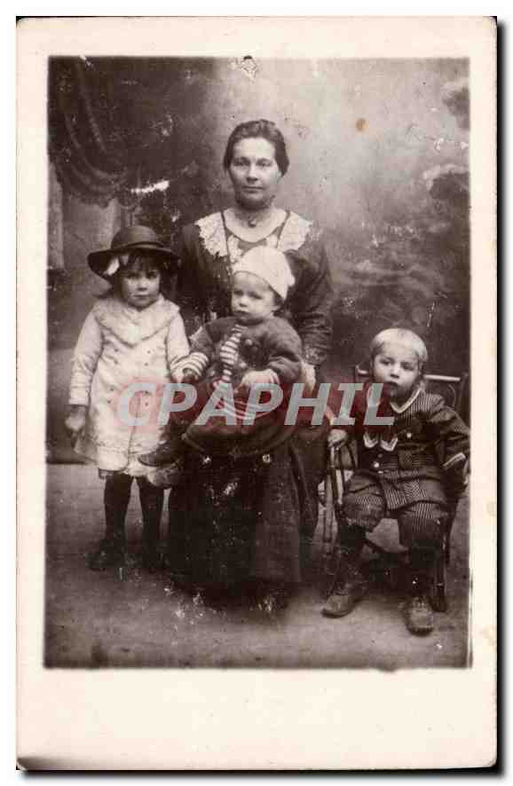 CARTE PHOTO Femme Enfants