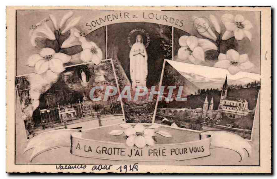 CPA Souvenir de Lourdes a la Grotte j'Ai prie pour vous 